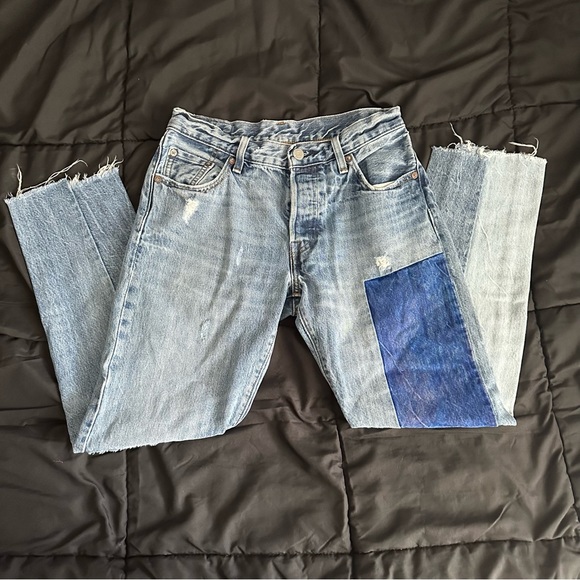 Levi 501 patchwork denim jeans - Picture 1 of 5